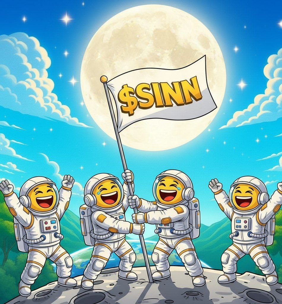 SINN meme coin astronauts planting the flag on the moon